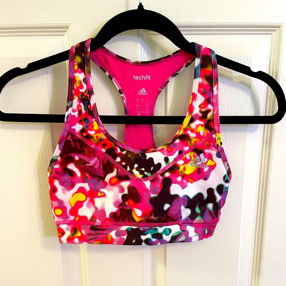Adidas Climalite Sports Bra Pink Abstract Pattern XS